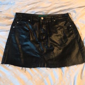Leather Denim Skirt